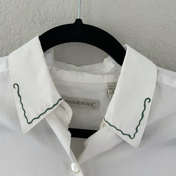 "Garden Script" Banana Republic Button-Down Hand-Painted Floral Shirt - Picture 7 of 11